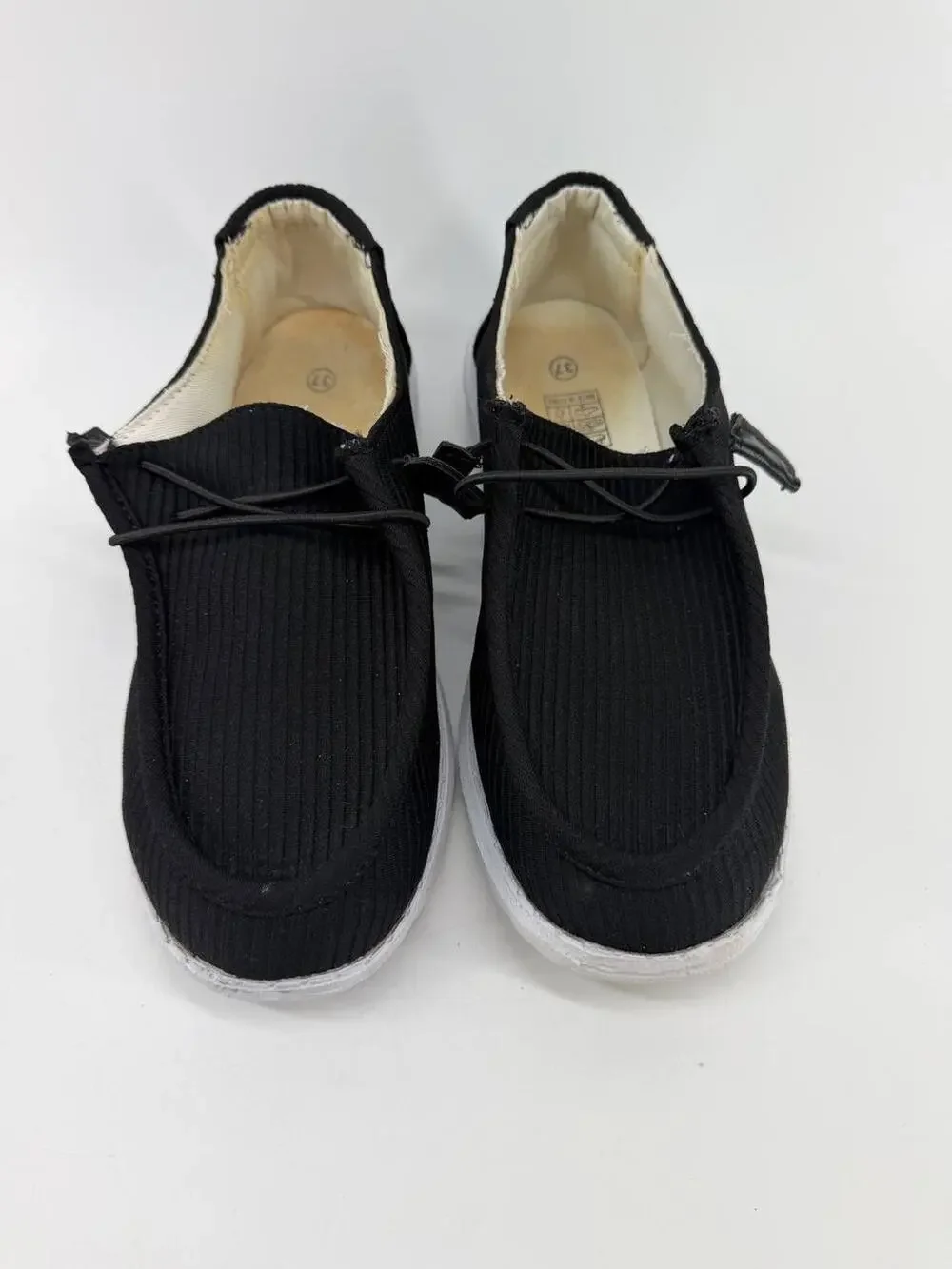 Womens Black Ribbed Canvas Lace Up Loafers Casual Shoes EU 37 Pre-Owned